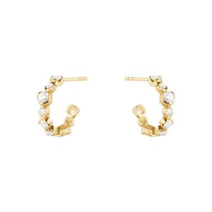 Georg Jensen - Signature Diamonds øreringe i 18 karat guld med brillantslebne diamanter - i alt 0,72ct. Creolerne er udført i et ikke-lineært design. 20001977.