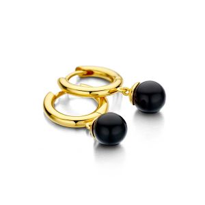 Figaro øreringe i forgyldt sølv med sorte zirkonia (42196)