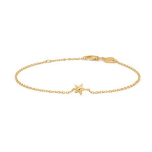 Studio Z - Shiny Star armbånd i forgyldt sølv, med et lille fast stjerne vedhæng med en detaljeret ujævn struktur. Stjerne: 7 mm. Længde: 16 cm + 2 cm. 7250360.