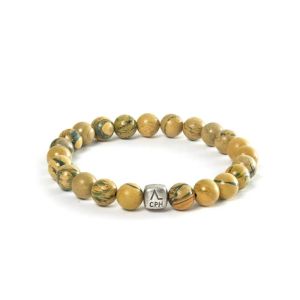 Verdite herrearmbånd med verdit og logoled i sølv, 8mm (C01200)