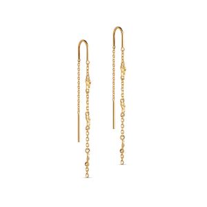 Enamel - Kia øreringe i forgyldt sølv. På hver ørering hænger en kæde, med enkelte små rå vedhæng der giver kæden en smuk struktur. Mål: 60 mm x 8,5 mm. E369GM.